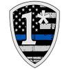 Magnet Thin Blue Line Tattered Flag 1 Asterisk - Decal Vinyl Magnetic Sticker 4" view 1