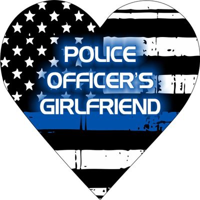 Magnet Thin Blue Line Police Officer's Girlfriend Heart Decal Vinyl Magnetic Sticker 4"
