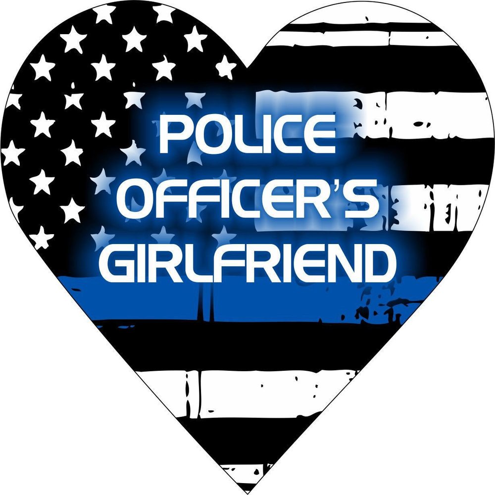 Magnet Thin Blue Line Police Officer's Girlfriend Heart Decal Vinyl Magnetic Sticker 4"