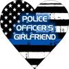 Magnet Thin Blue Line Police Officer's Girlfriend Heart Decal Vinyl Magnetic Sticker 4" view 1