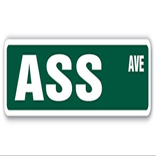 1080 Graphics Ass Street Sign Sticker Decal Donkey Stubborn Animal Jackass Booty Butt Zoo Funny Gag Gift Sticker 2"x8.2"