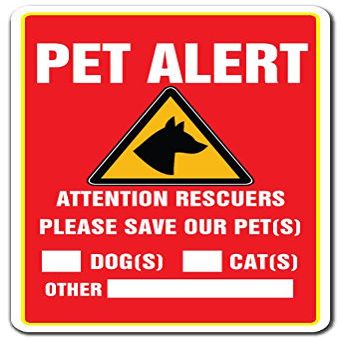 1080 Graphics Pet Alert Sign Save Our Pets Rescue Fire Firefighter Police Rescue Dogs Cats Sticker 8"x5"