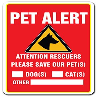 1080 Graphics Pet Alert Sign Save Our Pets Rescue Fire Firefighter Police Rescue Dogs Cats Sticker 8"x5"