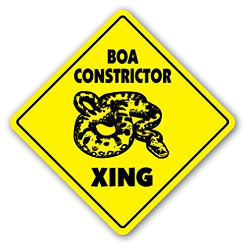 1080 Graphics Boa Constrictor Crossing Sign Novelty Gift Reptile Snake Lover Animal Cage Sticker 8"x8"