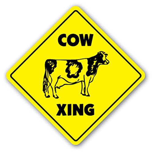1080 Graphics Cow Crossing Sign Xing Signs Jersey Cattle Farm Farmer Ranch Dairy Collector Sticker 8"x8"