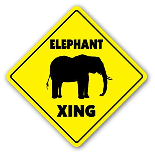 1080 Graphics Elephant Crossing Sign Xing Zoo Circus Animal Gift African Pachyderm Dumbo Sticker 8"x8"