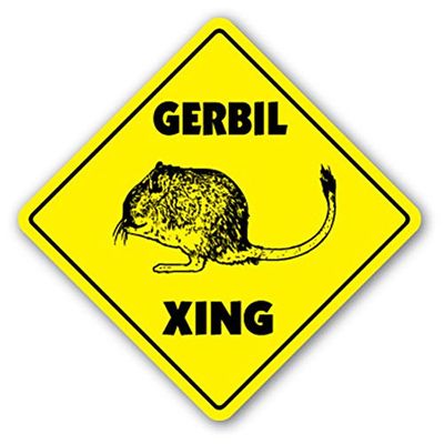 1080 Graphics Gerbil Crossing Sign Novelty Gift Animals Pets Kid Child Boy Girl Cage Animal Sticker 8"x8"