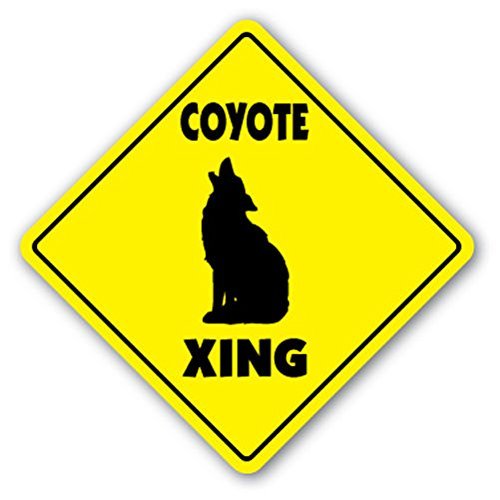 1080 Graphics Coyote Crossing Sign Novelty Gift Animals Jackal Prairie Wolf Wild Lover Sticker 8"x8"