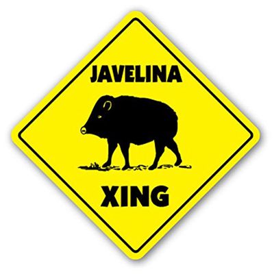 1080 Graphics Javelina Crossing Sign Xing Gift Novelty Peccary Skunk Pig Sticker 8"x8"