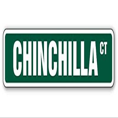 1080 Graphics Chinchilla Street Sign Sticker Decal Pet Cage Guinea Pig Signs Ranch Raising Fur Animal Rodent Sticker 2"x8.2"