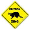 1080 Graphics Raccoon Crossing Sign Novelty Gift Animals Coon Hunter Hunting Wild Collectible Sticker 8"x8" view 1