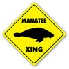 1080 Graphics Manatee Crossing Sign Novelty Gift Mammal Sea Cow Gulf Manatees Swim Seacow Sticker 8"x8" view 1