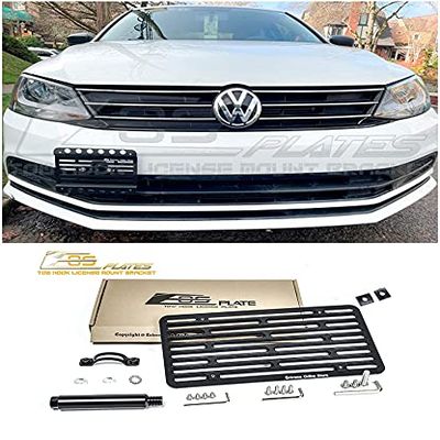 for 2015-2018 Volkswagen Jetta NCS New Compact Sedan SE | EOS Plate Version 2 Front Bumper Tow Hook License Relocator Mount Bracket Tow-277-V2 (Full Size)