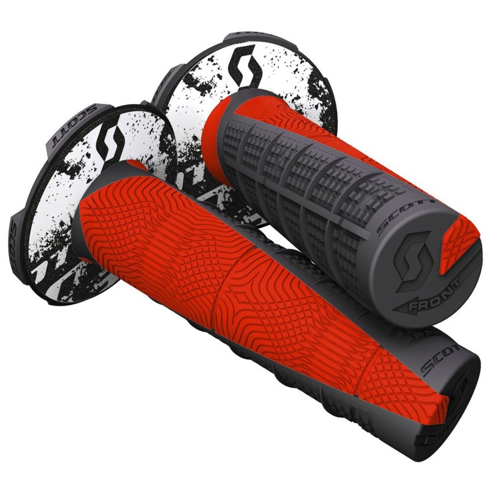 Scott Deuce 2 Off-Road Motorcycle Hand Grips - Black/Neon Red/One Size