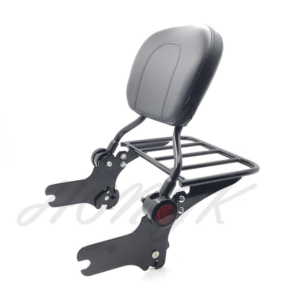 HONGK- Adjustable Backrest Sissy Bar w/Luggage Rack Compatible with 97-08 Touring Black [B0778GJ2ZH]