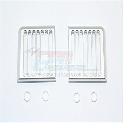 GPM For Traxxas TRX-4 Trail Defender Crawler Upgrade Parts Headlight Assembly Vertical Brush Guard Aluminum - 2Pc Set Silver