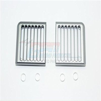 GPM For Traxxas TRX-4 Trail Defender Crawler Upgrade Parts Headlight Assembly Vertical Brush Guard Aluminum - 2Pc Set Gray Silver