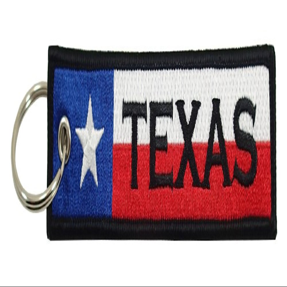 Luso Texas Flag Key Chain, 100% Embroidered