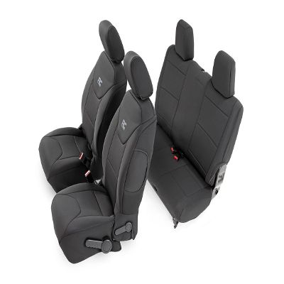Rough Country Neoprene Seat Covers for Jeep Wrangler JK 2-Door (2013-2018) - Waterproof & UV Resistant, Foam Padded, Front & Rear Seat Cover Set