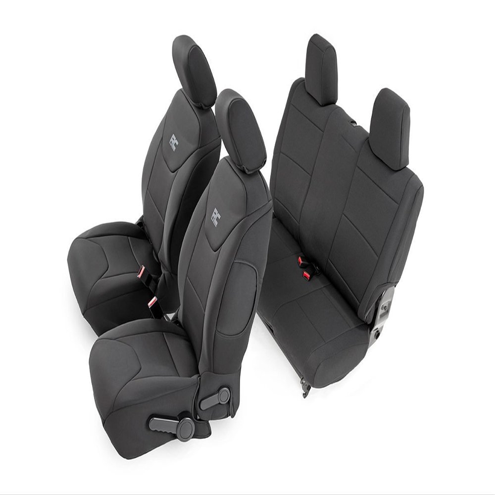 Rough Country Neoprene Seat Covers for Jeep Wrangler JK 2-Door (2013-2018) - Waterproof & UV Resistant, Foam Padded, Front & Rear Seat Cover Set