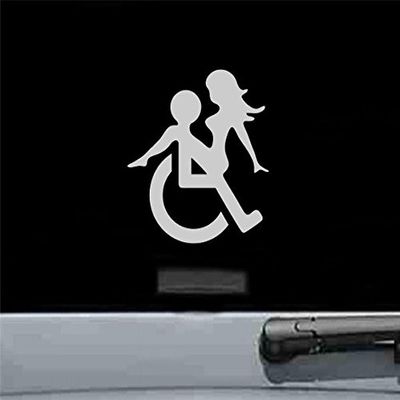 JS Artworks Wheelchair Sex Vinyl Decal Sticker (Silver)