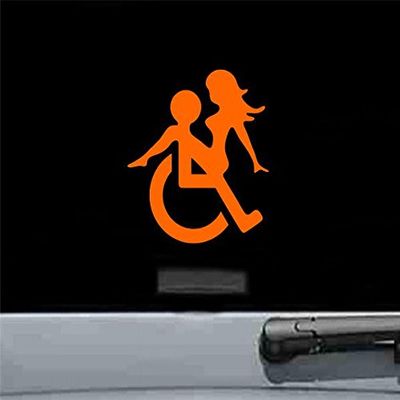 JS Artworks Wheelchair Sex Vinyl Decal Sticker (Orange)