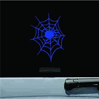 JS Artworks Spider on Web Vinyl Decal Sticker (Blue)