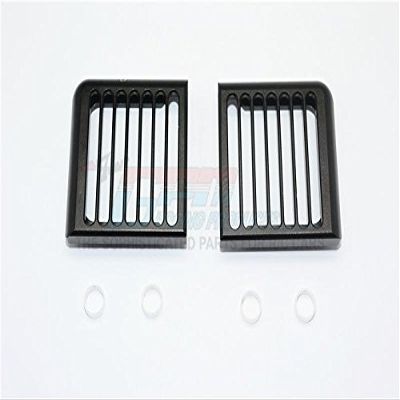 GPM For Traxxas TRX-4 Trail Defender Crawler Upgrade Parts Headlight Assembly Vertical Brush Guard Aluminum - 2Pc Set Black