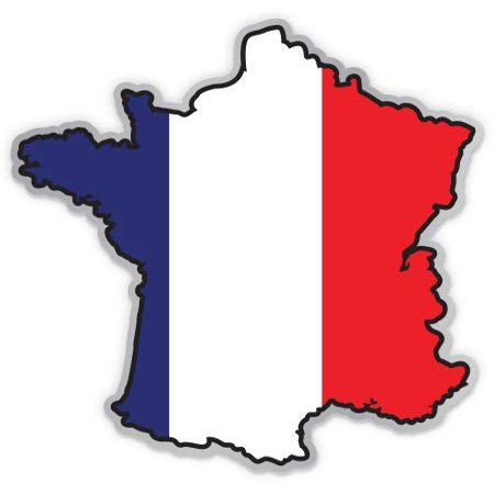 France Map Flag Country Shape - 5" Vinyl Sticker - for Car Laptop I-Pad - Waterproof Decal