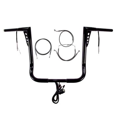 Hill Country Customs 1 1/4" BBlack 16" Prewired Hot Shot Handlebar Kit for 2014-2015 Harley Street Glide models without ABS Brakes - PW-HC-BBHS16GBB-SG15-RC