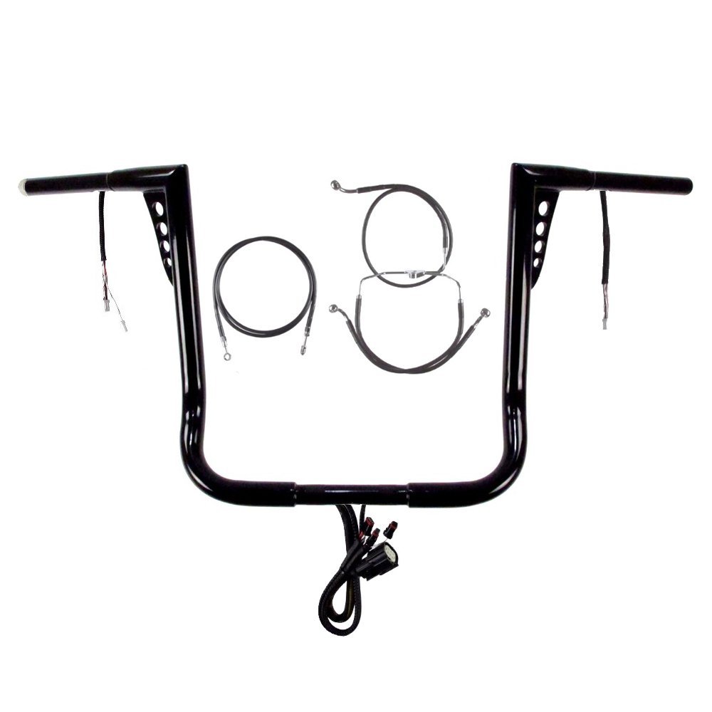 Hill Country Customs 1 1/4" BBlack 16" Prewired Hot Shot Handlebar Kit for 2014-2015 Harley Street Glide models without ABS Brakes - PW-HC-BBHS16GBB-SG15-RC