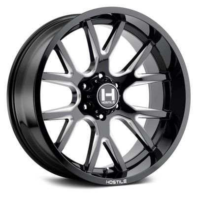 HOSTILE Rage Gloss Black Wheel with Milled Finish (22 x 10. inches /6 x 135 mm, -25 mm Offset)