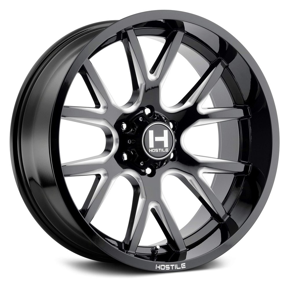 HOSTILE Rage Gloss Black Wheel with Milled Finish (22 x 10. inches /6 x 135 mm, -25 mm Offset)