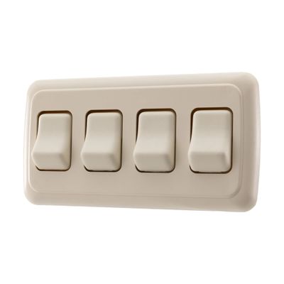 American Technology Components Quad SPST On-Off Switch with Bezel, 12-Volt, for RV, Trailer, Camper (Almond)