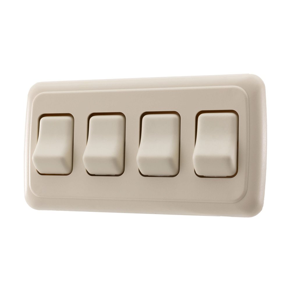 American Technology Components Quad SPST On-Off Switch with Bezel, 12-Volt, for RV, Trailer, Camper (Almond)