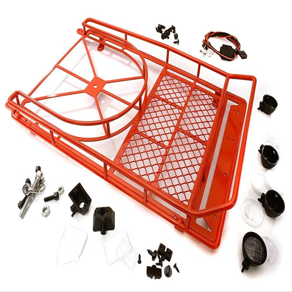 Integy Realistic 1/10 Scale Alloy Luggage Tray 250x150x45mm with 4 LED Spot Light Set