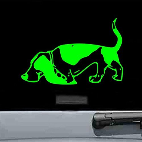 JS Artworks Cute Basset Hound Vinyl Decal Sticker (Lime Green)