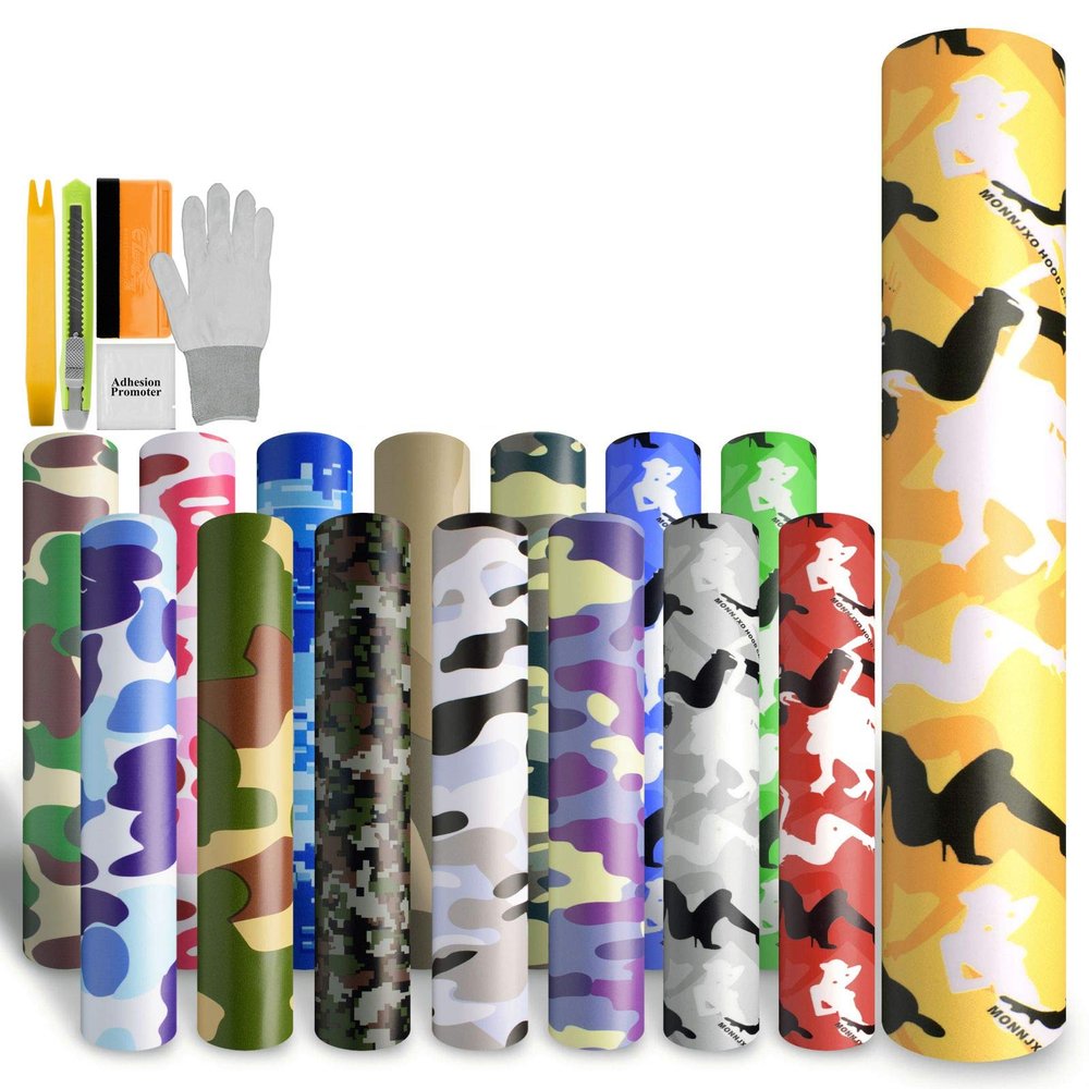Free Tool Kit EZAUTOWRAP Green Morning Wood Camouflage Viny Wrap Sticker Decal Car Motorcycle Air Release Bubble Free Self Adhesive Peel and Stick - 12"X60" (1FT X 5FT)