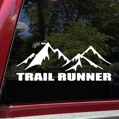 Minglewood Trading Yellow - Trail Runner Vinyl Decal - Running 5K 10K 13.1 26.2 Marathon - Die Cut Sticker - 8w x 3h inches