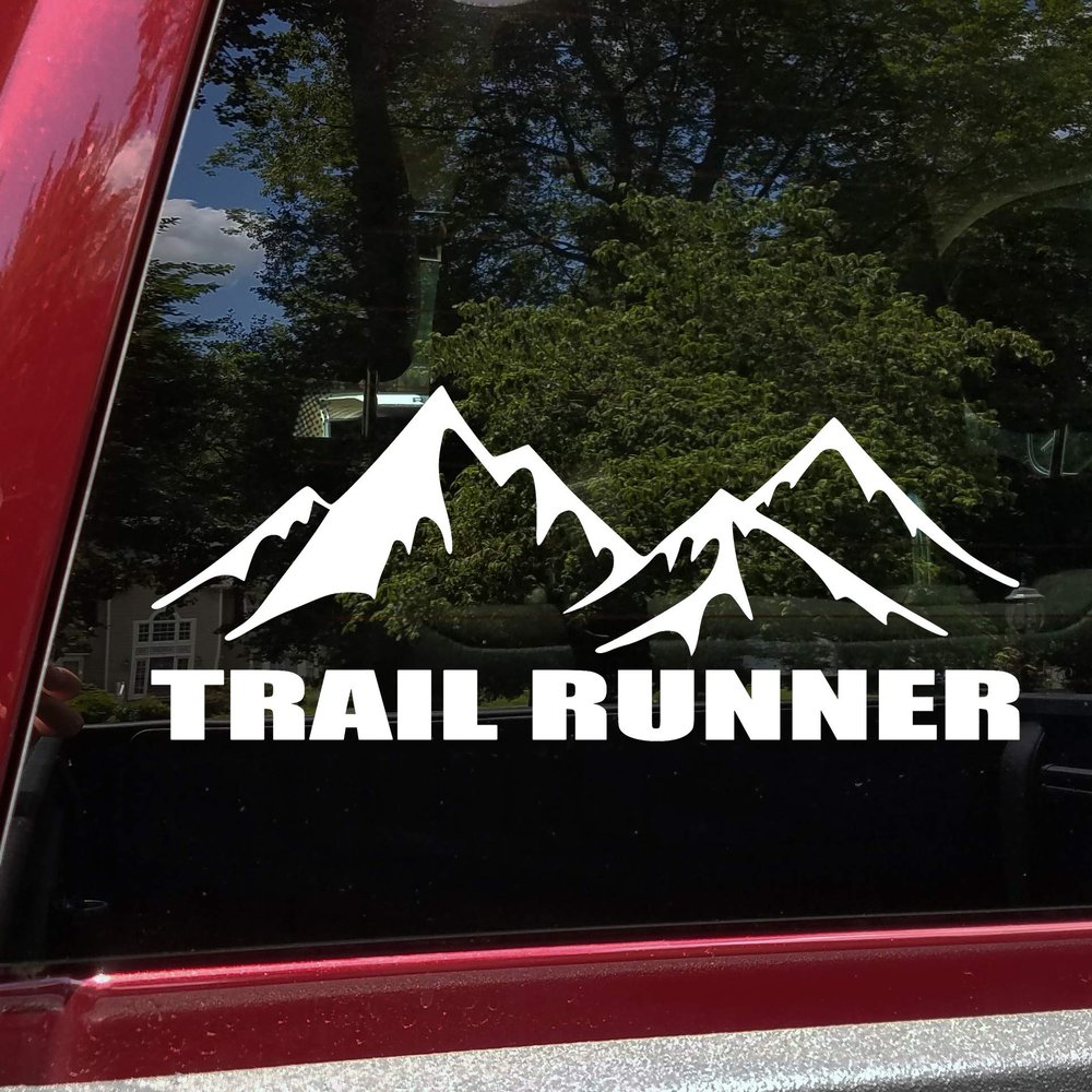 Minglewood Trading Yellow - Trail Runner Vinyl Decal - Running 5K 10K 13.1 26.2 Marathon - Die Cut Sticker - 8w x 3h inches