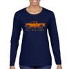Tee Hunt Roll with Power Pickup Truck Women's Graphic Long Sleeve T-Shirt - Offroad 4x4 Design Medium Navy Blue view 2
