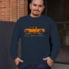 Tee Hunt Roll with Power Pickup Truck Men's Graphic Long Sleeve T-Shirt - Offroad 4x4 Design X-Large Navy Blue view 3