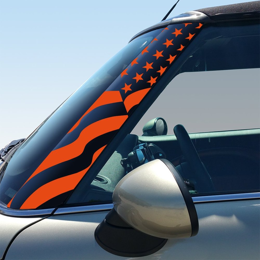 US Flag Pillar Vinyl Decals for 2nd Gen MINI Cooper R55 R56 R57 - Set of 2 - Choose Color - [Orange]