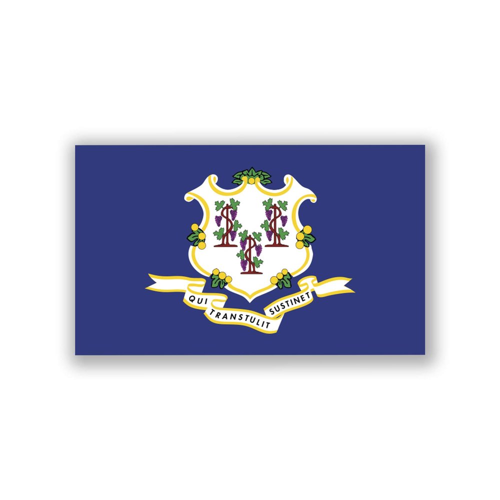 2-Pack Connecticut State Flag Decal Stickers | Official Flag of Connecticut Stickers | 5-Inches by 3-Inches | Premium Quality Vinyl | PD313