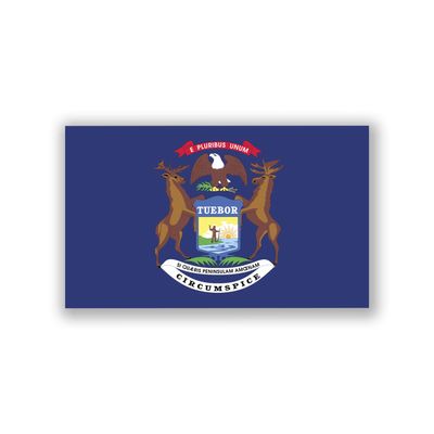 2-Pack Michigan State Flag Decal Stickers | Official Flag of Michigan Stickers | 5-Inches by 3-Inches | Premium Quality Vinyl | PD328