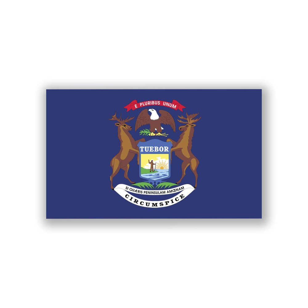 2-Pack Michigan State Flag Decal Stickers | Official Flag of Michigan Stickers | 5-Inches by 3-Inches | Premium Quality Vinyl | PD328