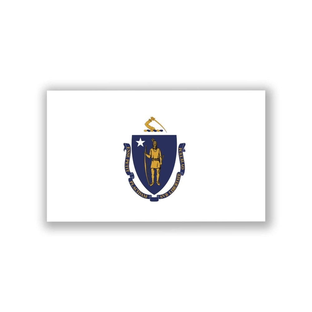 2-Pack Massachusetts State Flag Decal Stickers | Official Flag of Massachusetts Stickers |5-Inches by 3-Inches | Premium Quality Vinyl | PD327F