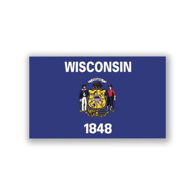 2-Pack Wisconsin State Flag Decal Sticker | 5-Inches by 3-Inches | Premium Quality Vinyl | PD355