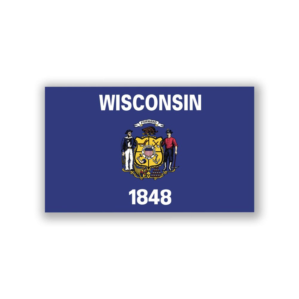 2-Pack Wisconsin State Flag Decal Sticker | 5-Inches by 3-Inches | Premium Quality Vinyl | PD355