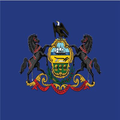 2-Pack Pennsylvania State Flag Decal Sticker | 5-Inches by 3-Inches | Premium Quality Vinyl | PD344